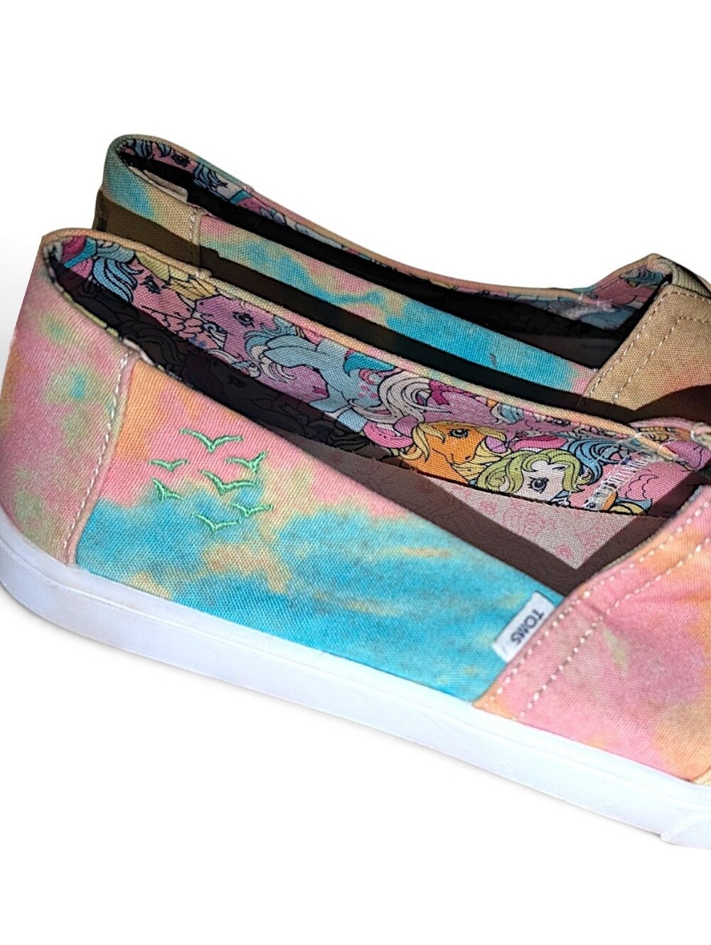 Toms x My Little Pony Special Edition Pastel Rainbow Tie-Dye Slip-On Flats Sz 8